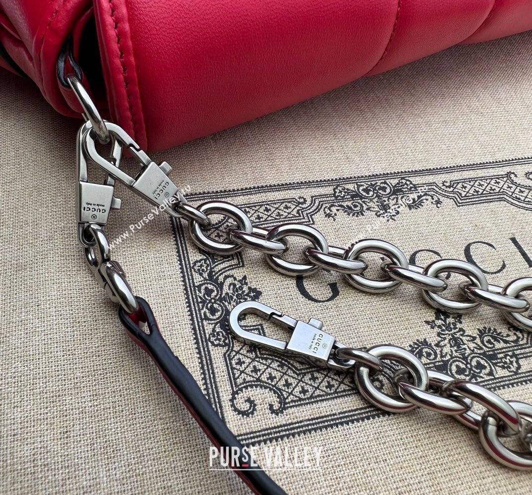Gucci Horsebit Chain medium shoulder bag 764255 quilted leather Red (dlh-23111403)