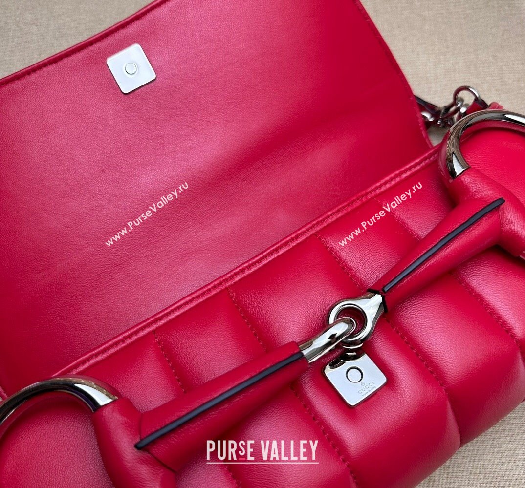 Gucci Horsebit Chain medium shoulder bag 764255 quilted leather Red (dlh-23111403)