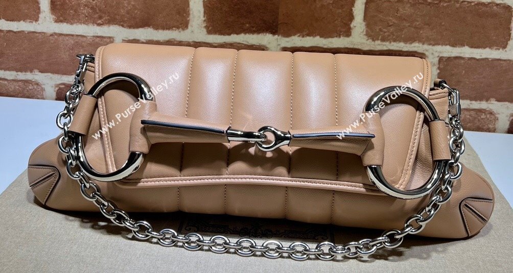 Gucci Horsebit Chain medium shoulder bag 764255 quilted leather Beige (dlh-23111404)