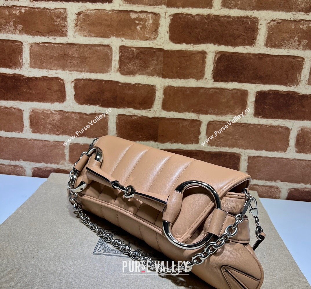 Gucci Horsebit Chain medium shoulder bag 764255 quilted leather Beige (dlh-23111404)