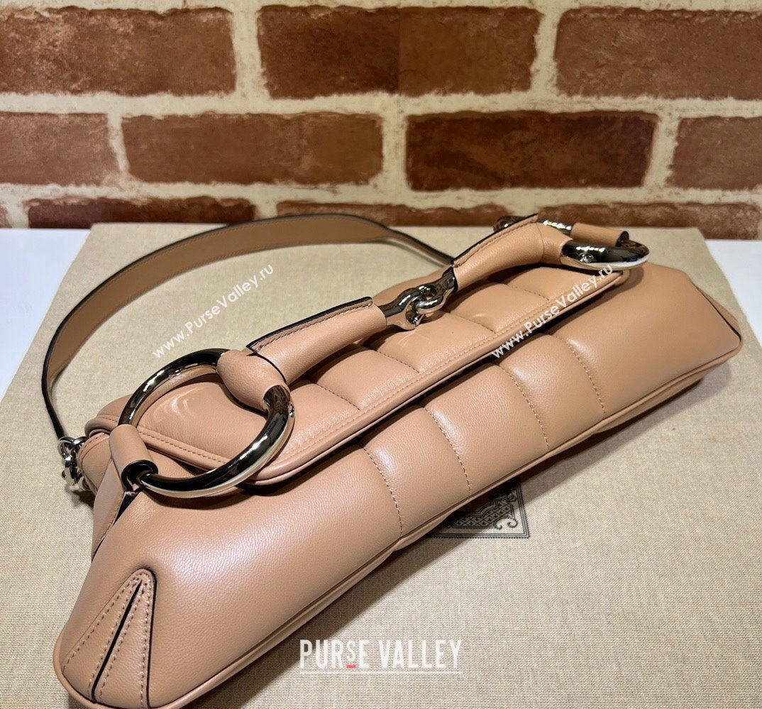 Gucci Horsebit Chain medium shoulder bag 764255 quilted leather Beige (dlh-23111404)