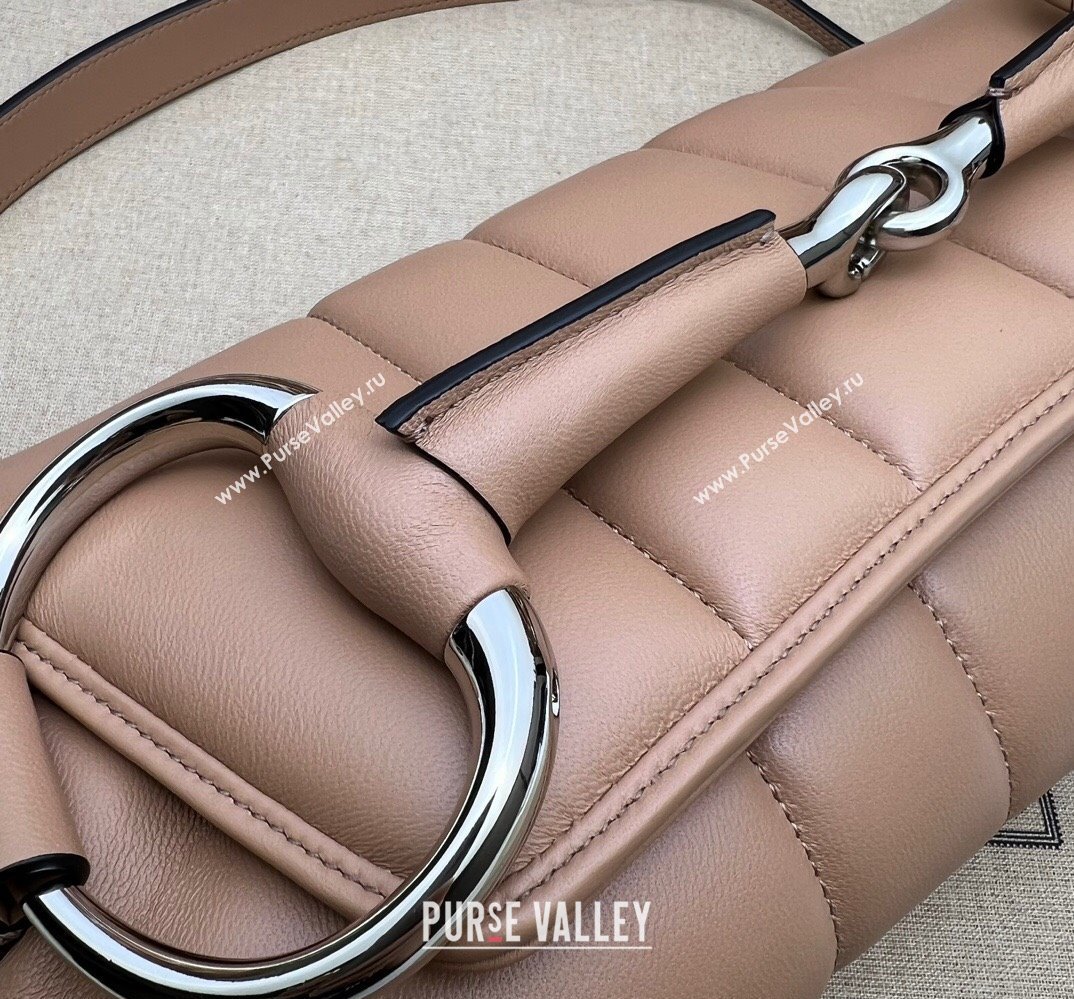 Gucci Horsebit Chain medium shoulder bag 764255 quilted leather Beige (dlh-23111404)