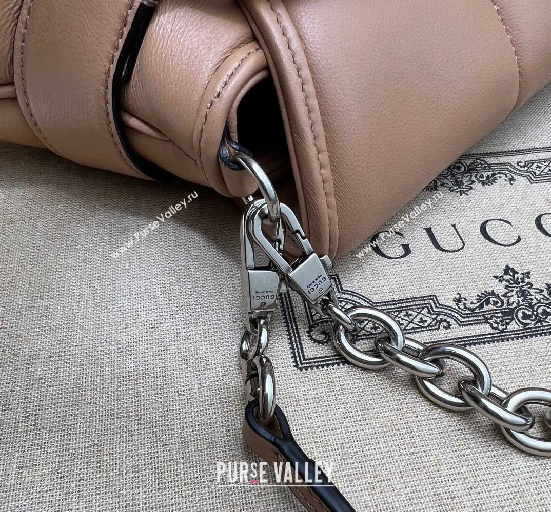 Gucci Horsebit Chain medium shoulder bag 764255 quilted leather Beige (dlh-23111404)