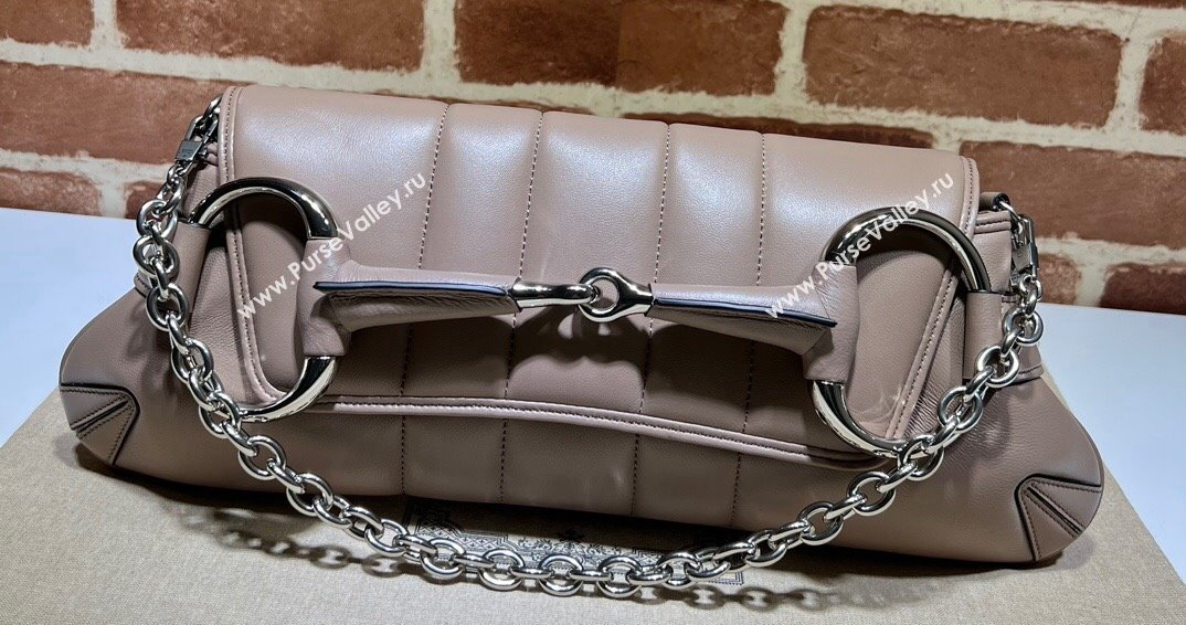 Gucci Horsebit Chain medium shoulder bag 764255 quilted leather Nude (dlh-23111405)