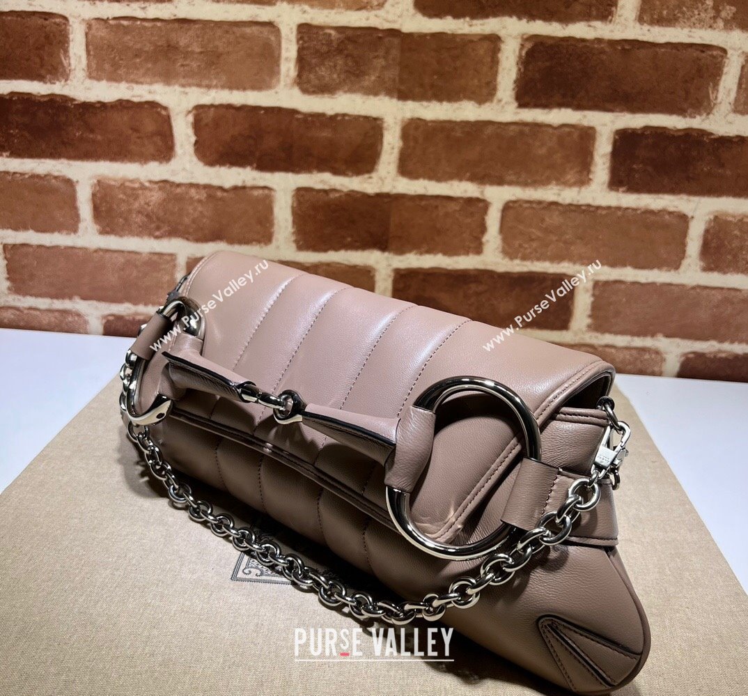 Gucci Horsebit Chain medium shoulder bag 764255 quilted leather Nude (dlh-23111405)