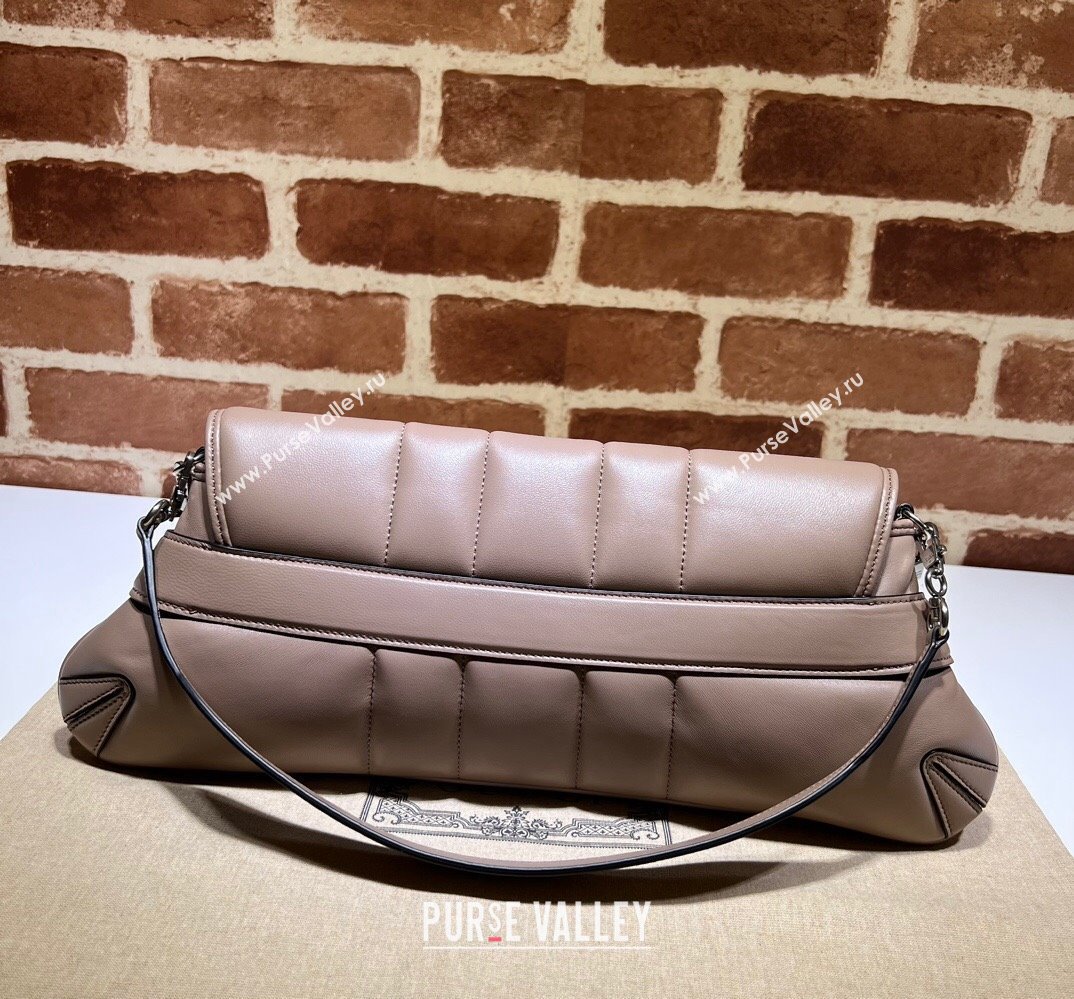 Gucci Horsebit Chain medium shoulder bag 764255 quilted leather Nude (dlh-23111405)