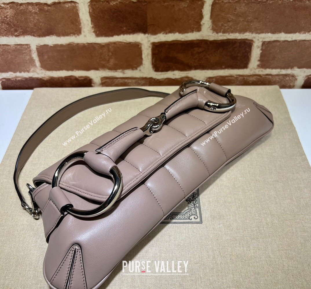 Gucci Horsebit Chain medium shoulder bag 764255 quilted leather Nude (dlh-23111405)