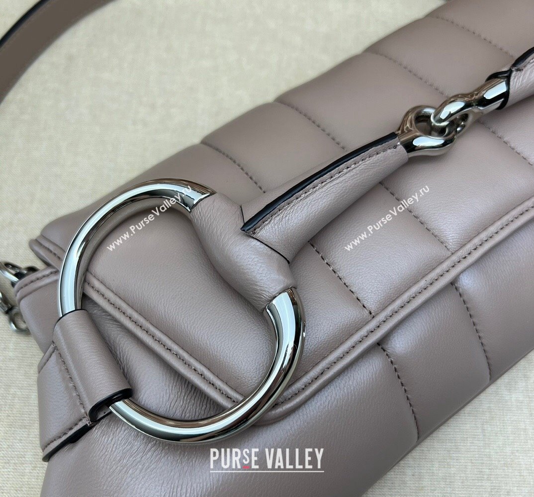 Gucci Horsebit Chain medium shoulder bag 764255 quilted leather Nude (dlh-23111405)