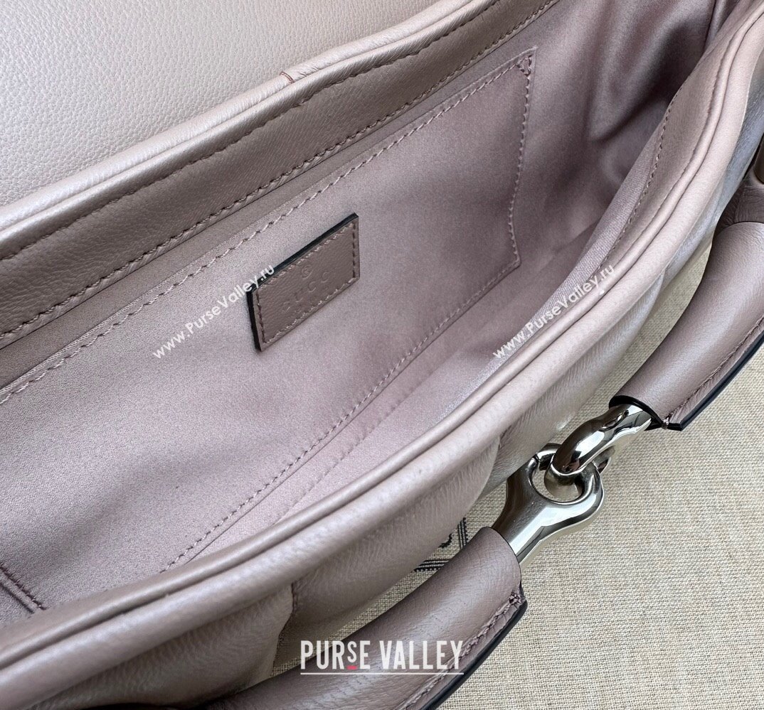 Gucci Horsebit Chain medium shoulder bag 764255 quilted leather Nude (dlh-23111405)