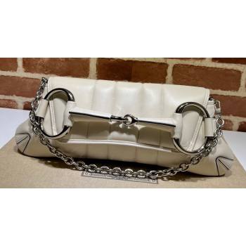 Gucci Horsebit Chain medium shoulder bag 764255 quilted leather White (dlh-23111402)
