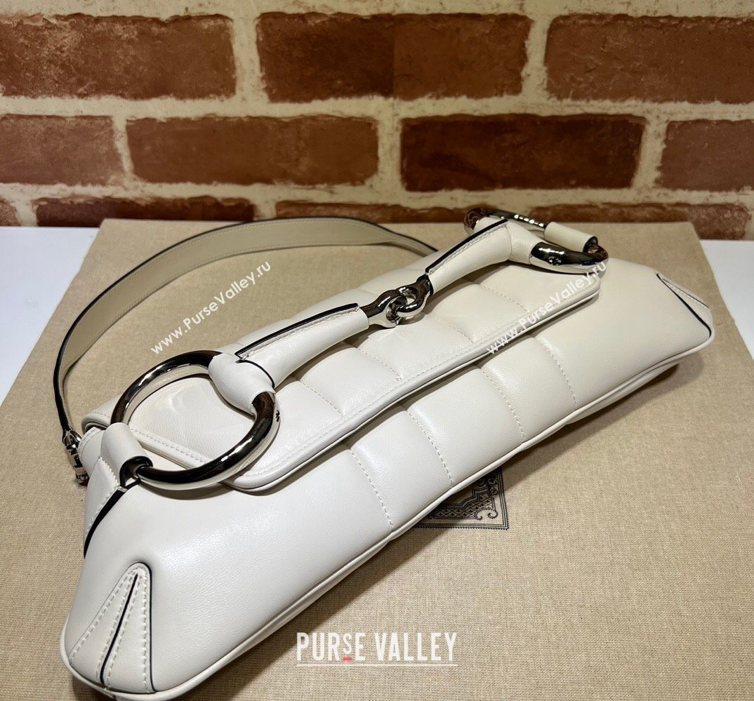 Gucci Horsebit Chain medium shoulder bag 764255 quilted leather White (dlh-23111402)