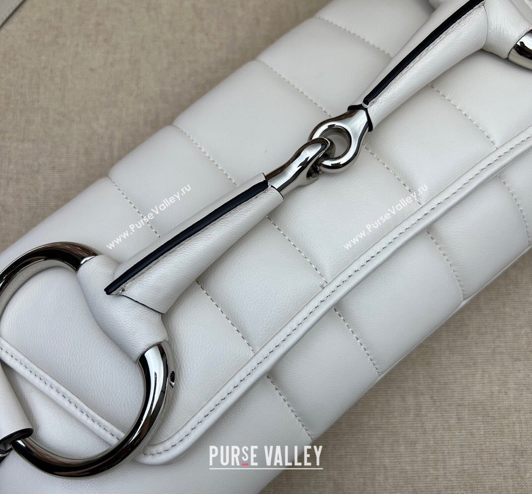 Gucci Horsebit Chain medium shoulder bag 764255 quilted leather White (dlh-23111402)