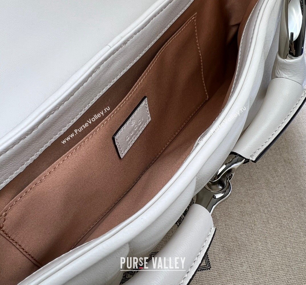 Gucci Horsebit Chain medium shoulder bag 764255 quilted leather White (dlh-23111402)