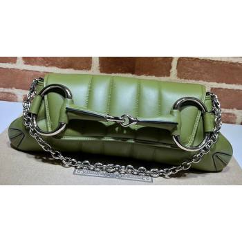 Gucci Horsebit Chain medium shoulder bag 764255 quilted leather Green (dlh-23111406)