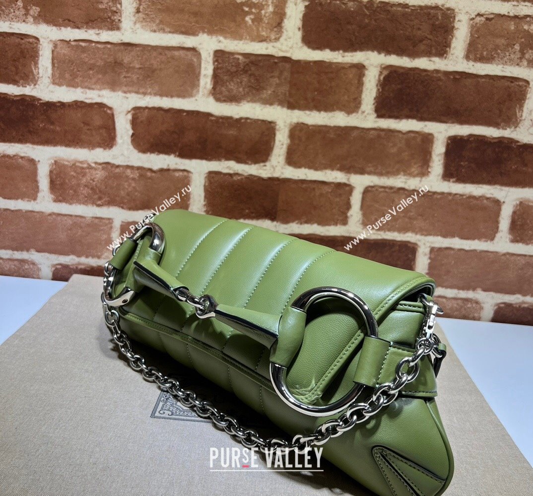 Gucci Horsebit Chain medium shoulder bag 764255 quilted leather Green (dlh-23111406)
