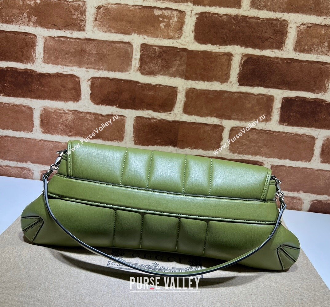 Gucci Horsebit Chain medium shoulder bag 764255 quilted leather Green (dlh-23111406)
