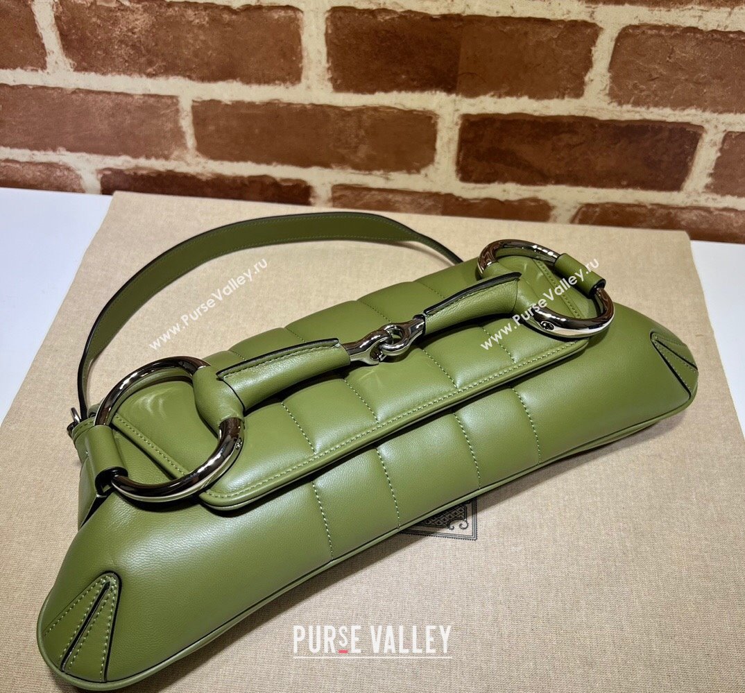 Gucci Horsebit Chain medium shoulder bag 764255 quilted leather Green (dlh-23111406)