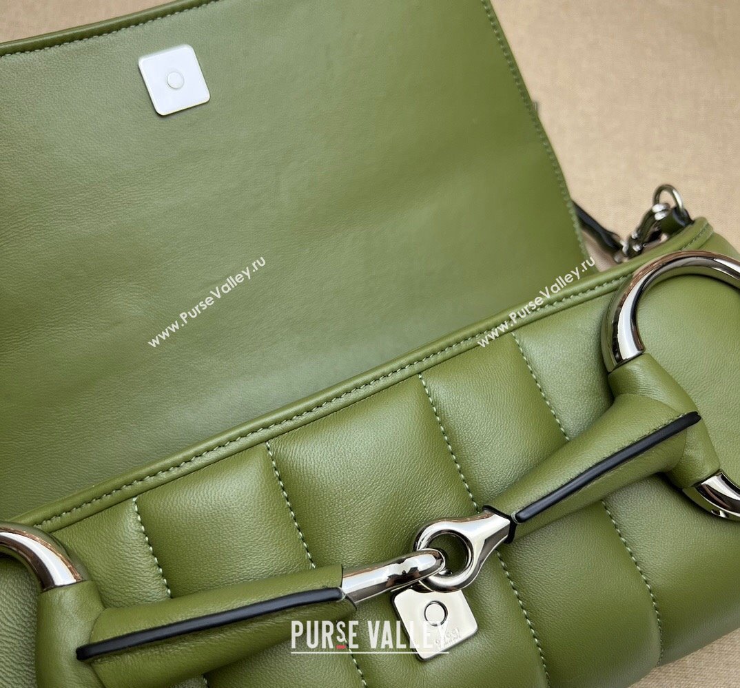 Gucci Horsebit Chain medium shoulder bag 764255 quilted leather Green (dlh-23111406)