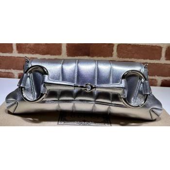 Gucci Horsebit Chain medium shoulder bag 764255 quilted leather Silver (dlh-23111407)