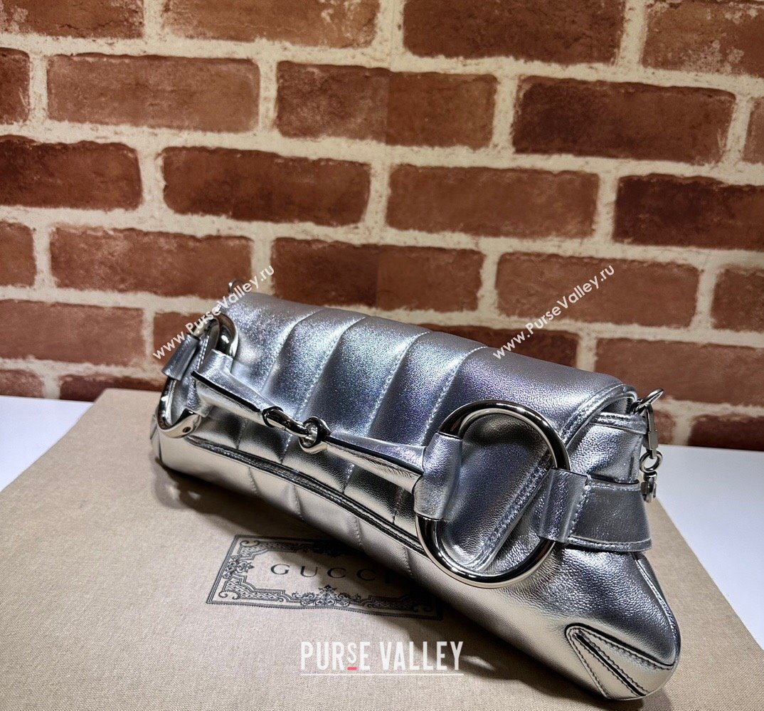 Gucci Horsebit Chain medium shoulder bag 764255 quilted leather Silver (dlh-23111407)