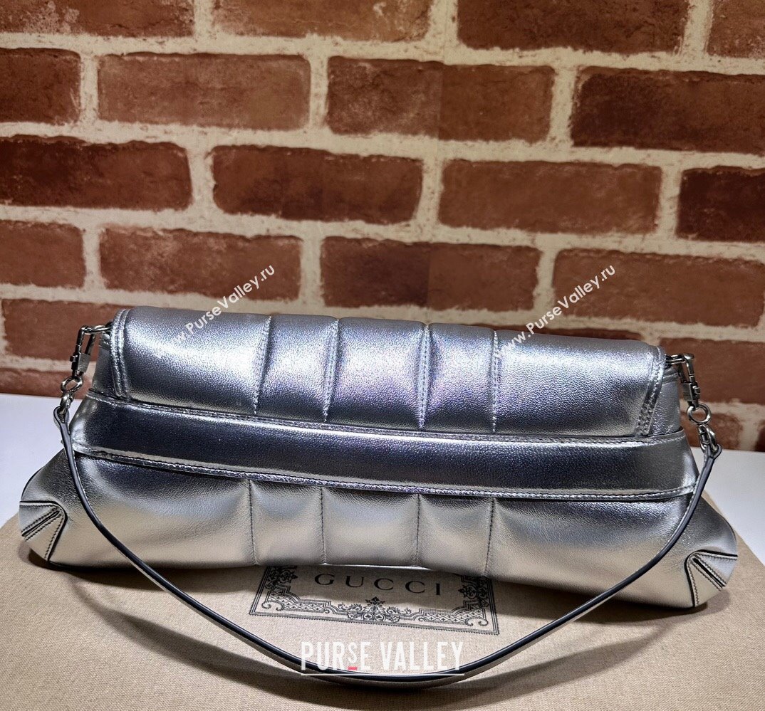 Gucci Horsebit Chain medium shoulder bag 764255 quilted leather Silver (dlh-23111407)