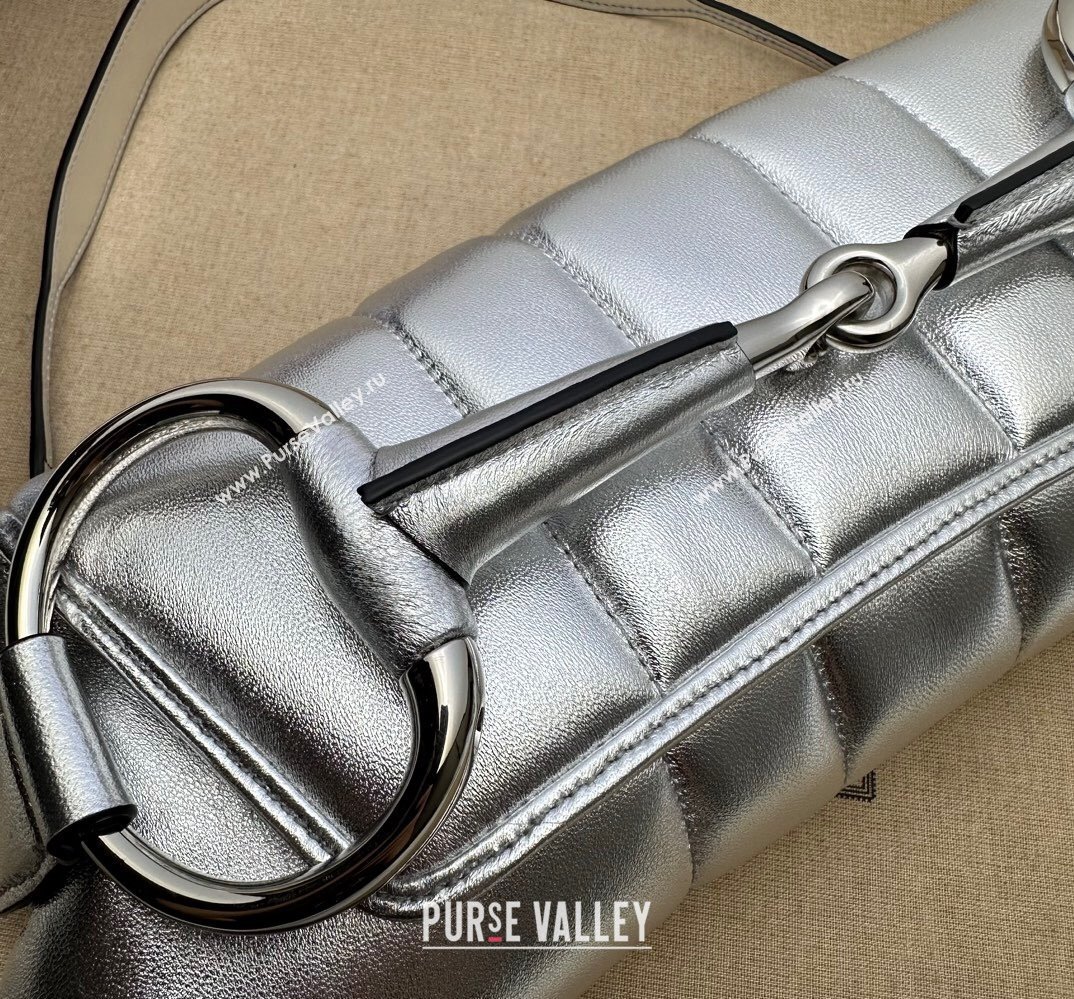 Gucci Horsebit Chain medium shoulder bag 764255 quilted leather Silver (dlh-23111407)