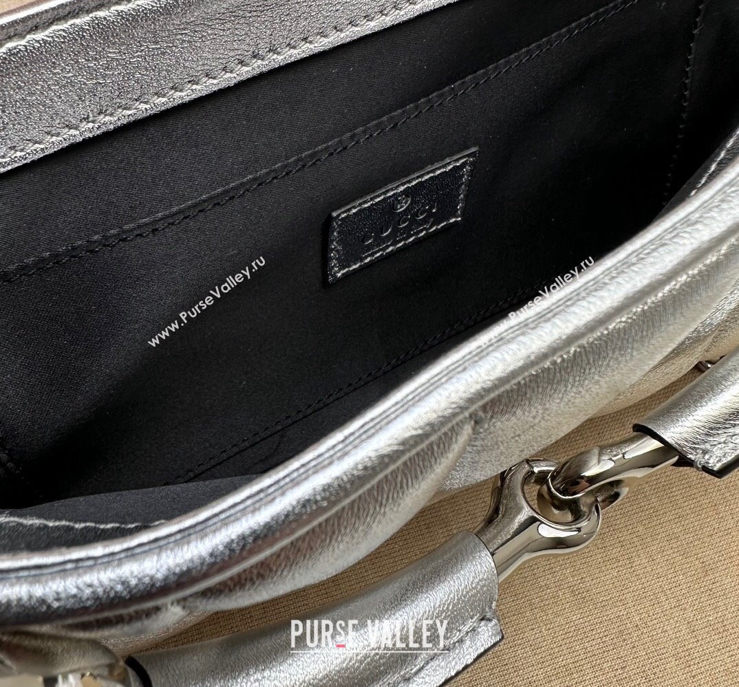 Gucci Horsebit Chain medium shoulder bag 764255 quilted leather Silver (dlh-23111407)