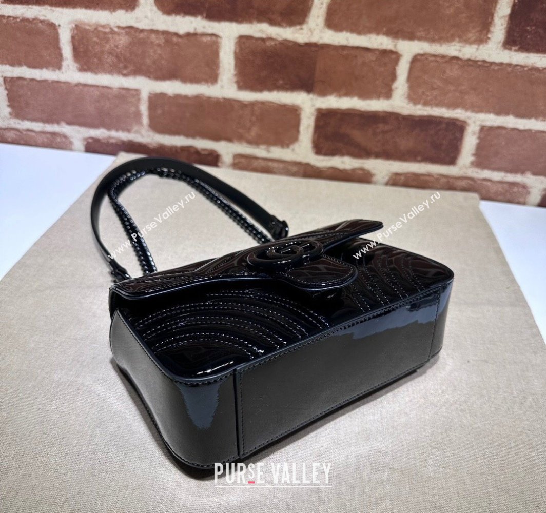 Gucci GG Marmont patent mini shoulder bag 446744 Black 2024 (dlh-23112318)