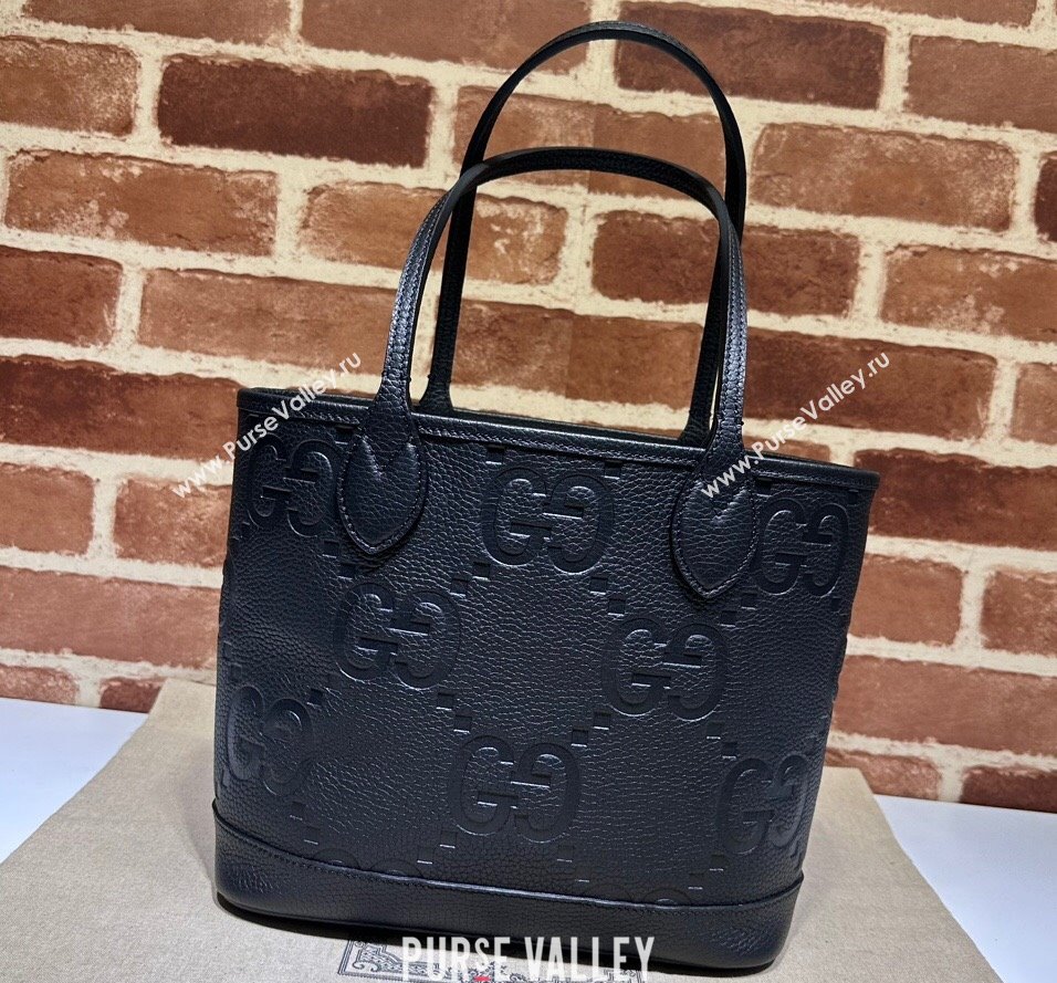 Gucci Jumbo GG small tote bag 726762 leather Black 2023 (dlh-23111422)