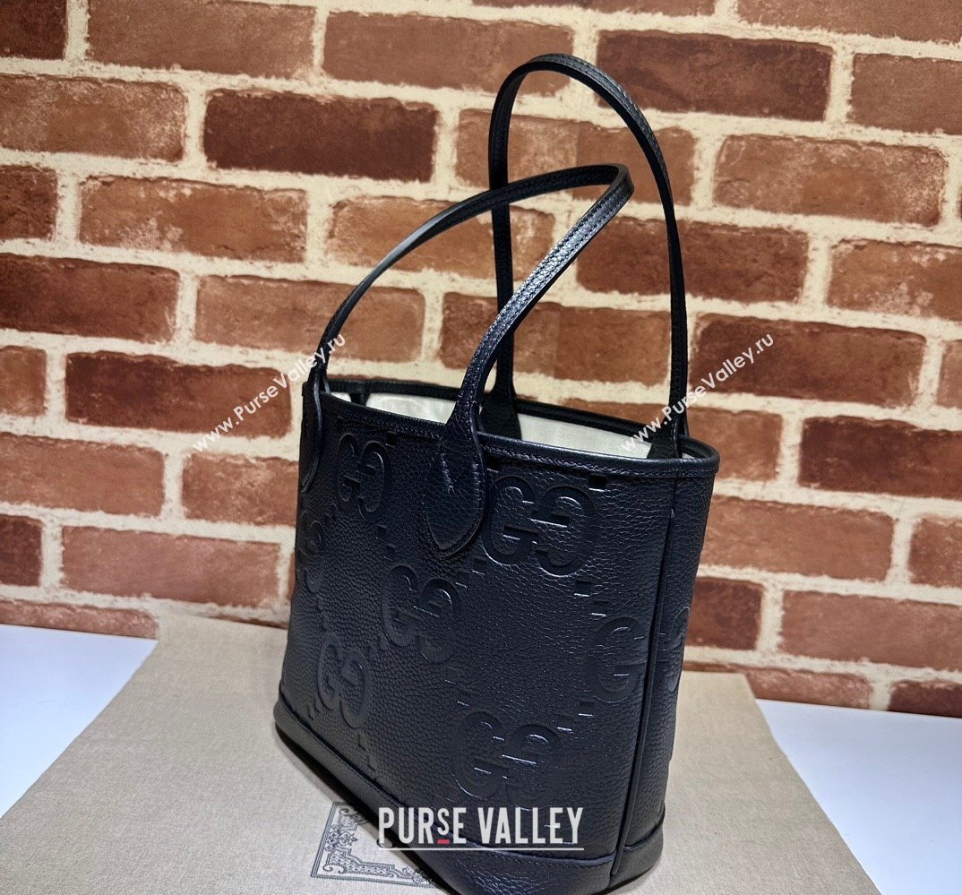 Gucci Jumbo GG small tote bag 726762 leather Black 2023 (dlh-23111422)