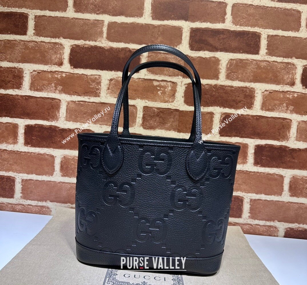 Gucci Jumbo GG small tote bag 726762 leather Black 2023 (dlh-23111422)