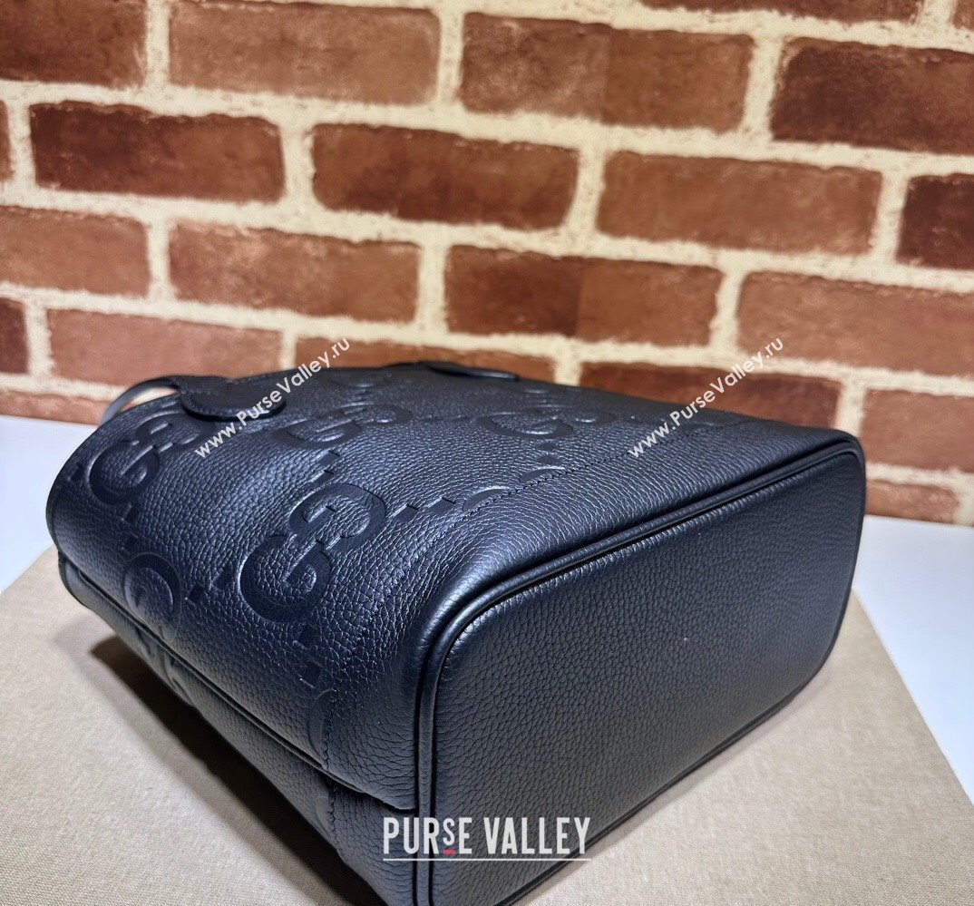 Gucci Jumbo GG small tote bag 726762 leather Black 2023 (dlh-23111422)