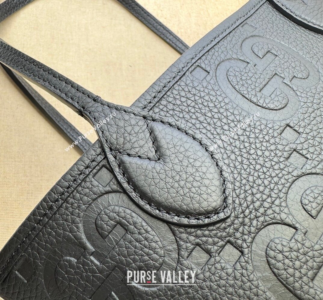 Gucci Jumbo GG small tote bag 726762 leather Black 2023 (dlh-23111422)