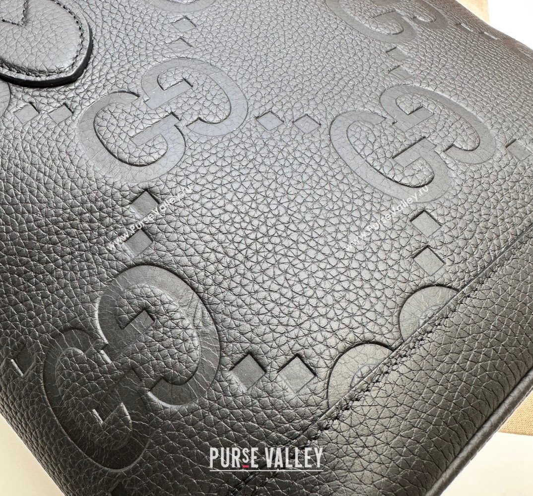 Gucci Jumbo GG small tote bag 726762 leather Black 2023 (dlh-23111422)