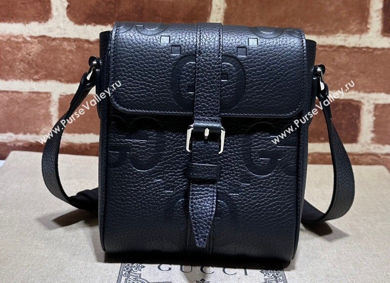 Gucci Jumbo GG small messenger bag 760235 leather Black 2023 (dlh-23111425)