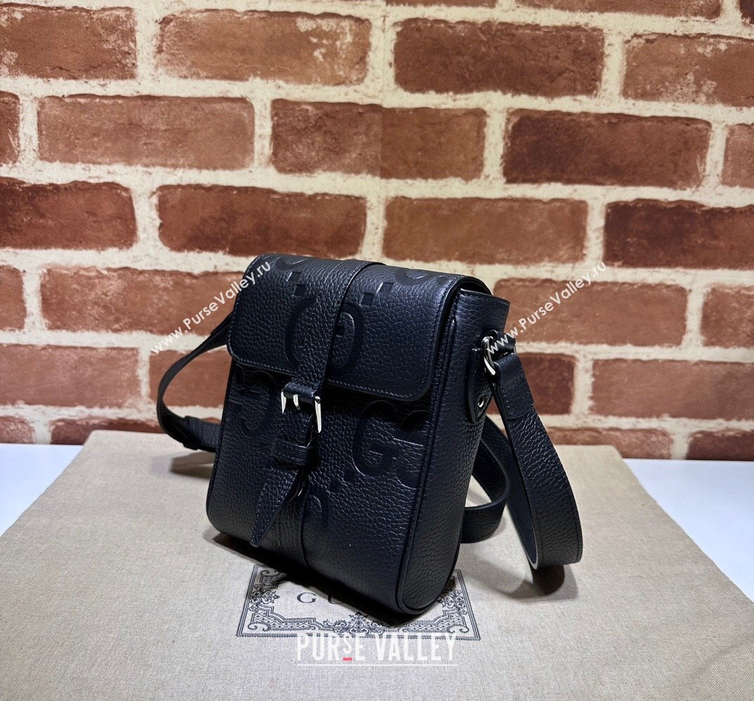 Gucci Jumbo GG small messenger bag 760235 leather Black 2023 (dlh-23111425)