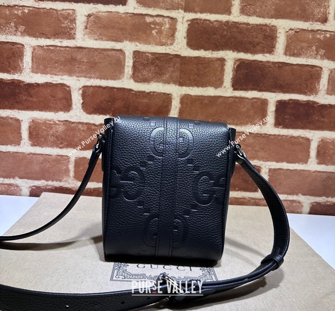 Gucci Jumbo GG small messenger bag 760235 leather Black 2023 (dlh-23111425)