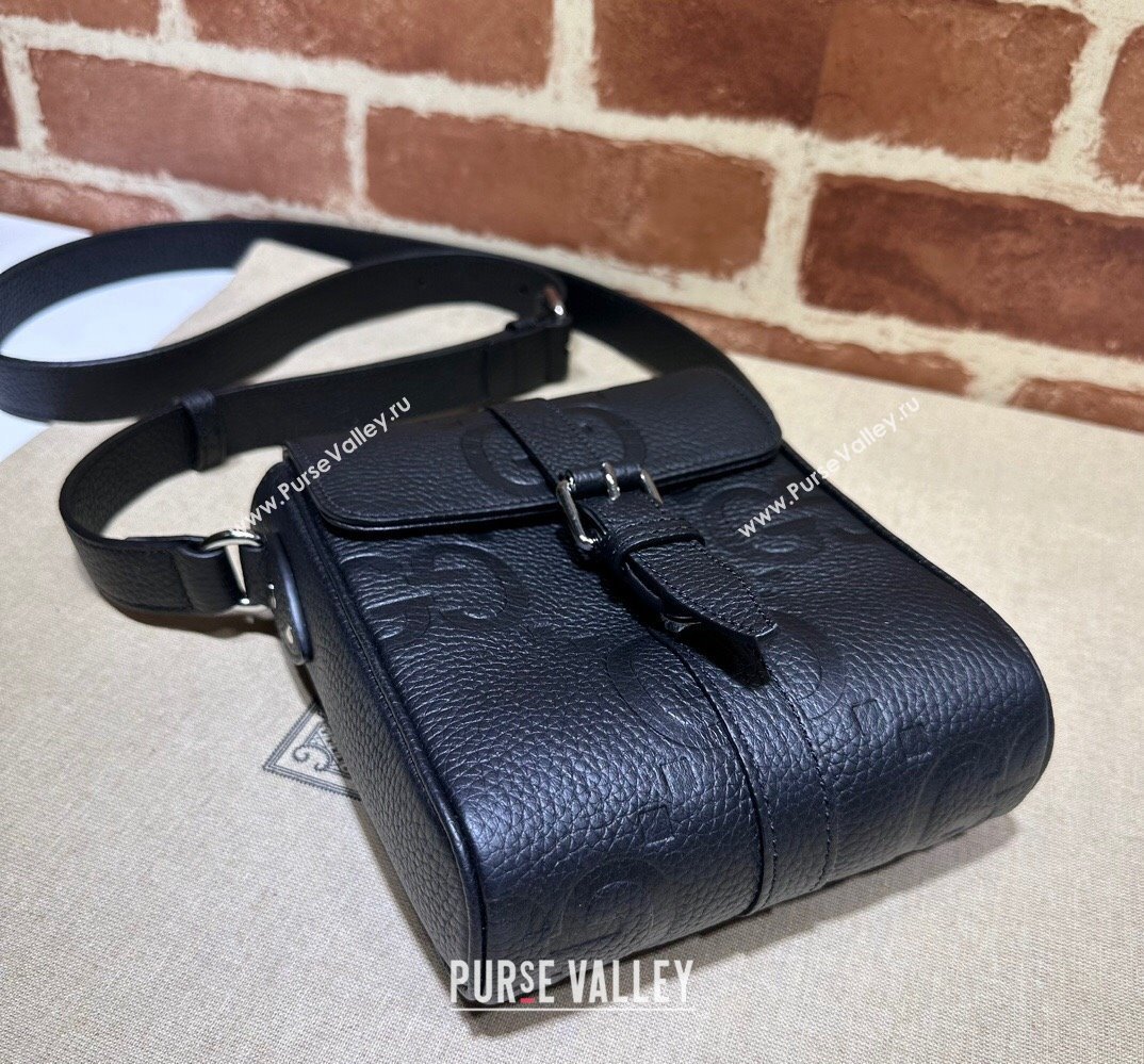 Gucci Jumbo GG small messenger bag 760235 leather Black 2023 (dlh-23111425)