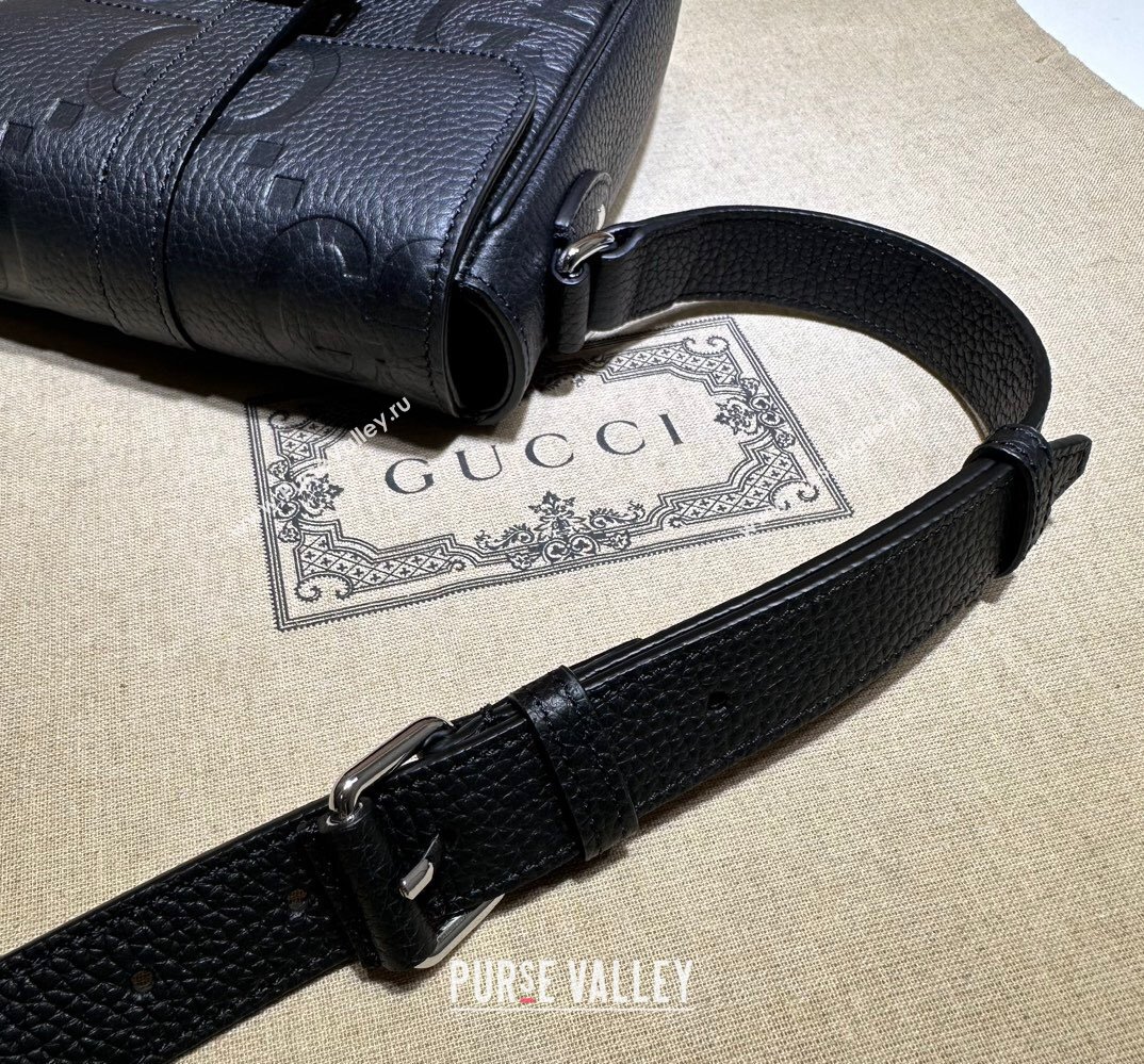 Gucci Jumbo GG small messenger bag 760235 leather Black 2023 (dlh-23111425)