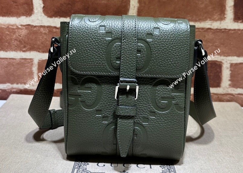 Gucci Jumbo GG small messenger bag 760235 leather Green 2023 (dlh-23111427)