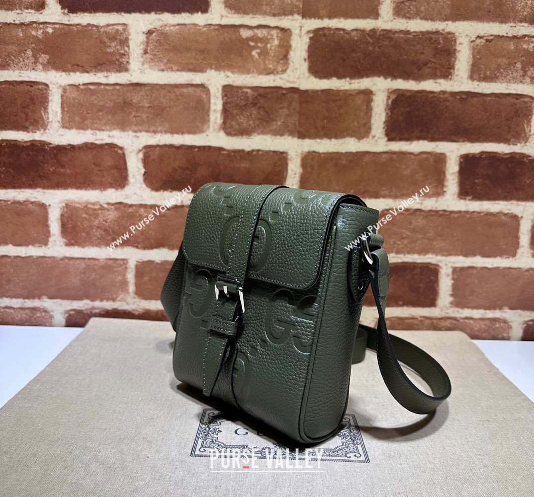 Gucci Jumbo GG small messenger bag 760235 leather Green 2023 (dlh-23111427)