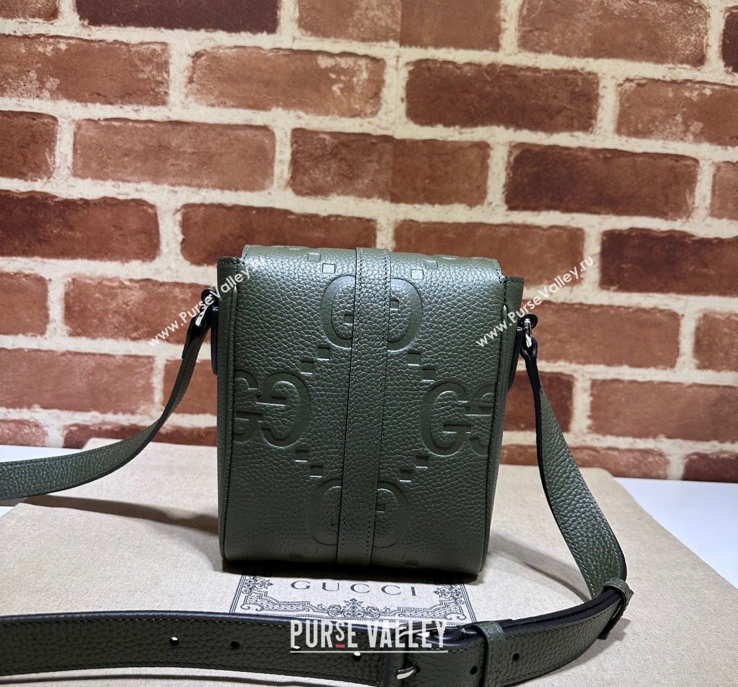 Gucci Jumbo GG small messenger bag 760235 leather Green 2023 (dlh-23111427)