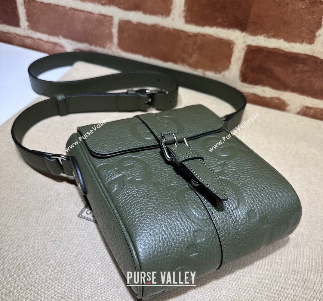 Gucci Jumbo GG small messenger bag 760235 leather Green 2023 (dlh-23111427)