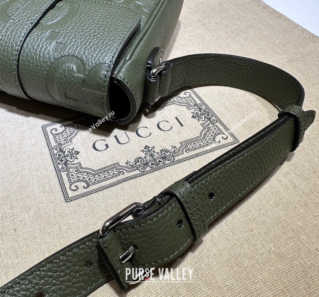 Gucci Jumbo GG small messenger bag 760235 leather Green 2023 (dlh-23111427)