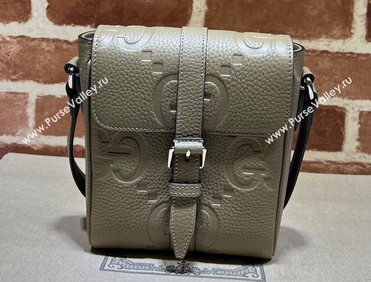 Gucci Jumbo GG small messenger bag 760235 leather Gray 2023 (dlh-23111426)