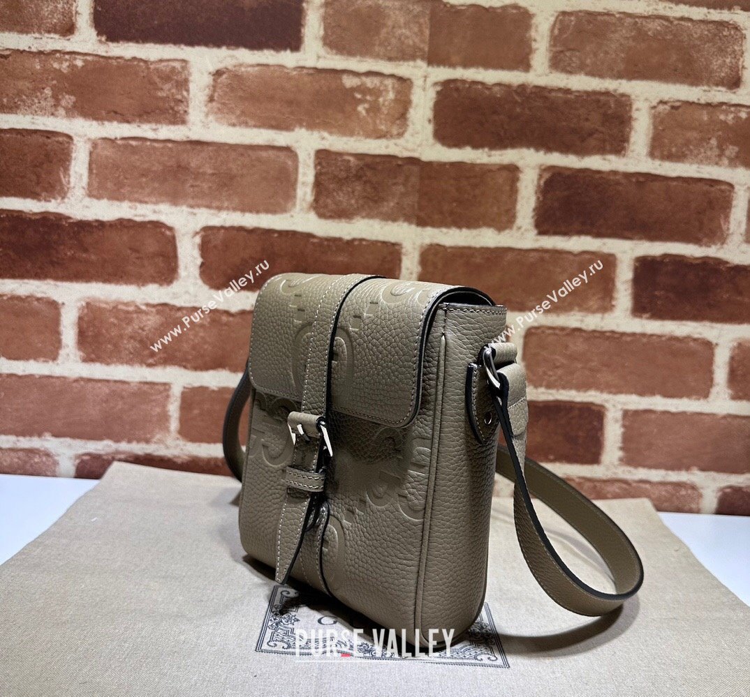 Gucci Jumbo GG small messenger bag 760235 leather Gray 2023 (dlh-23111426)