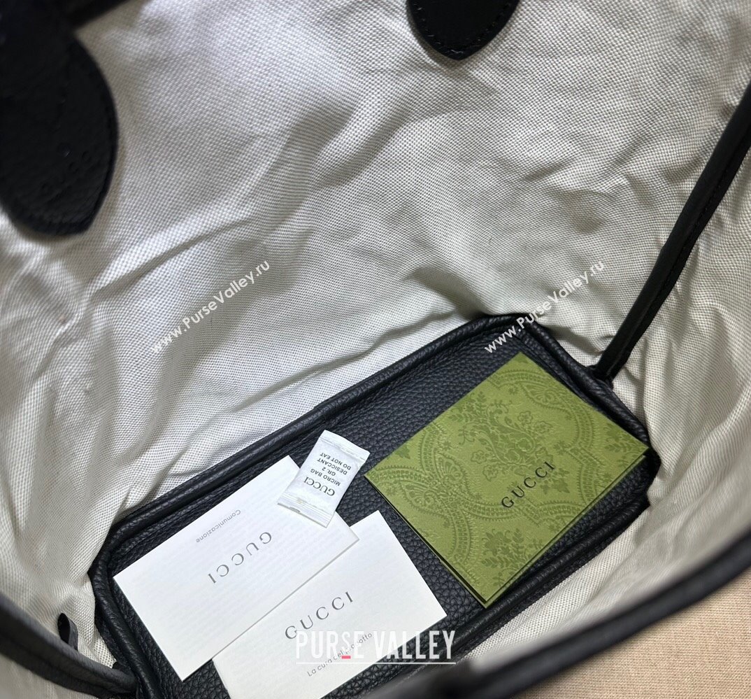 Gucci Jumbo GG small tote bag 726762 leather Black 2023 (dlh-23111422)