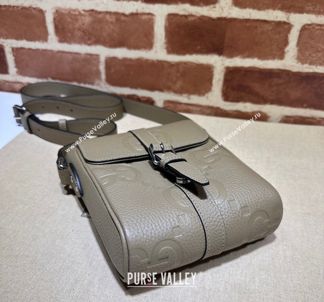 Gucci Jumbo GG small messenger bag 760235 leather Gray 2023 (dlh-23111426)