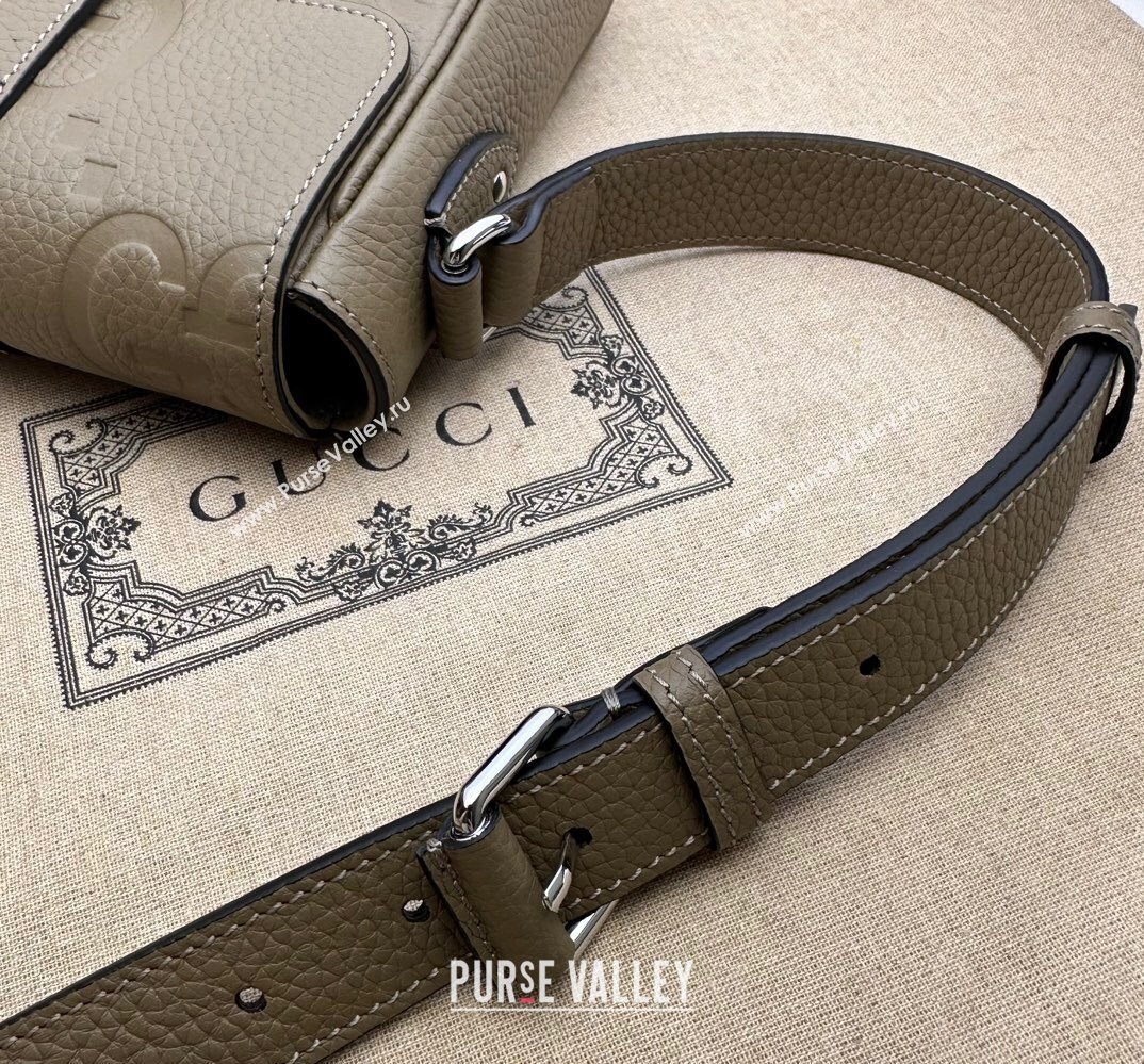 Gucci Jumbo GG small messenger bag 760235 leather Gray 2023 (dlh-23111426)