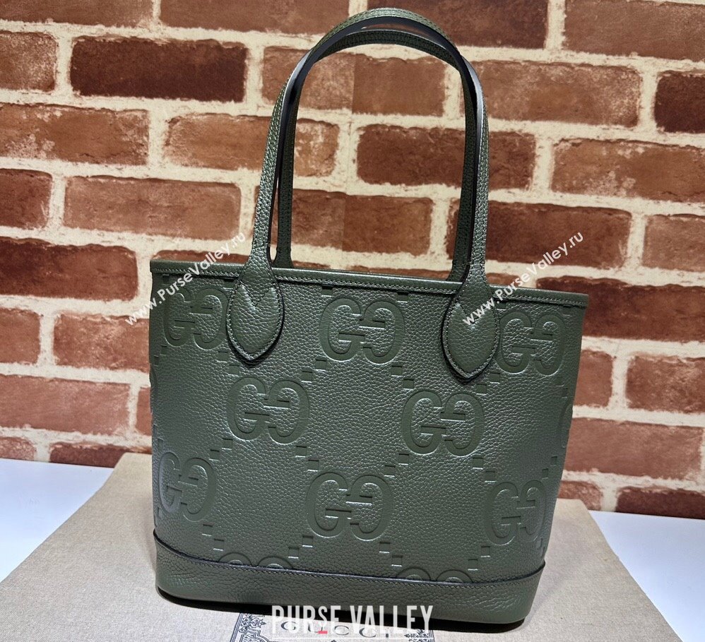 Gucci Jumbo GG small tote bag 726762 leather Green 2023 (dlh-23111424)